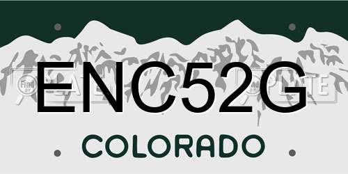ENC52G Colorado License Plate