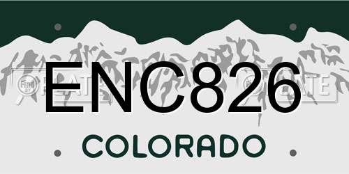 ENC826 Colorado License Plate