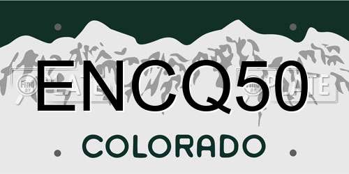 ENCQ50 Colorado License Plate