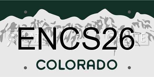 ENCS26 Colorado License Plate