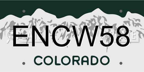 ENCW58 Colorado License Plate