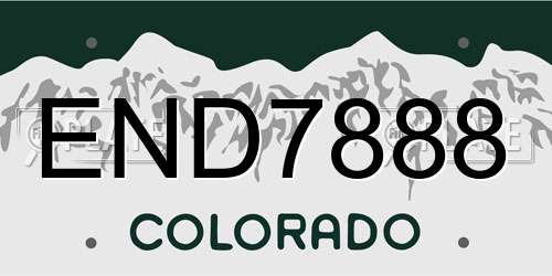 END7888 Colorado License Plate
