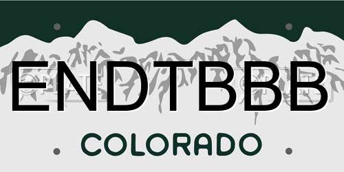 ENDTBBB Colorado License Plate