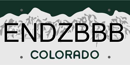 ENDZBBB Colorado License Plate