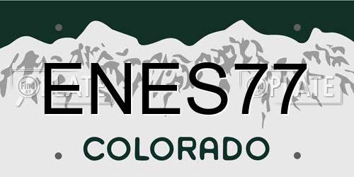 ENES77 Colorado License Plate