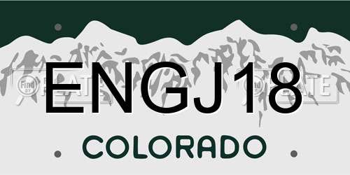 ENGJ18 Colorado License Plate