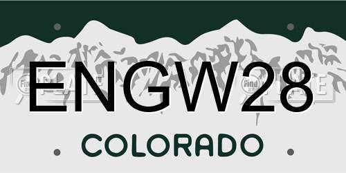 ENGW28 Colorado License Plate