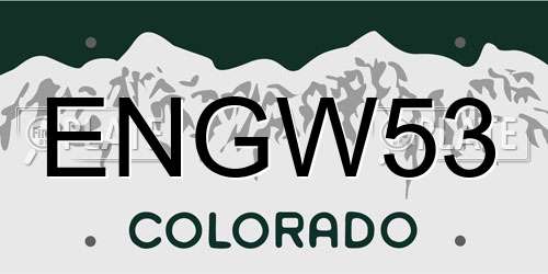 ENGW53 Colorado License Plate