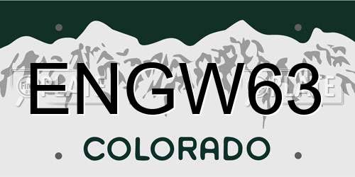 ENGW63 Colorado License Plate
