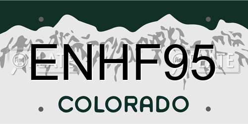 ENHF95 Colorado License Plate
