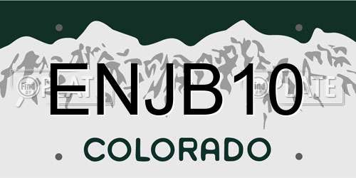ENJB10 Colorado License Plate