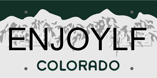 ENJOYLF Colorado License Plate