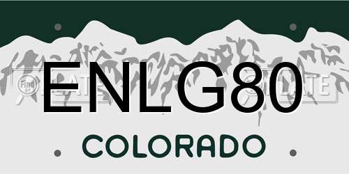 ENLG80 Colorado License Plate