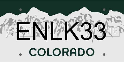 ENLK33 Colorado License Plate