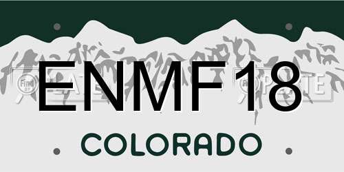ENMF18 Colorado License Plate