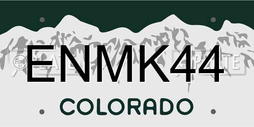 ENMK44 Colorado License Plate