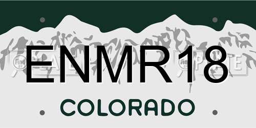 ENMR18 Colorado License Plate