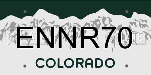 ENNR70 Colorado License Plate