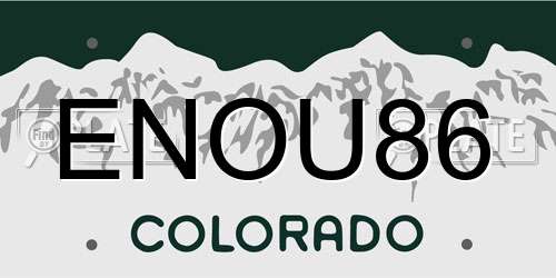 ENOU86 Colorado License Plate