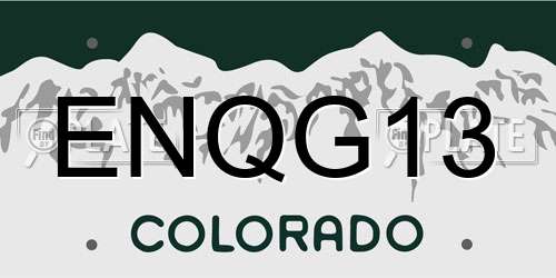 ENQG13 Colorado License Plate