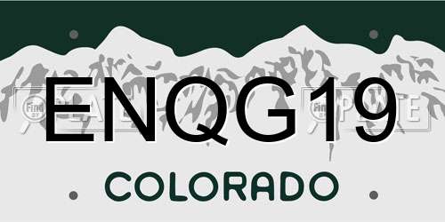 ENQG19 Colorado License Plate