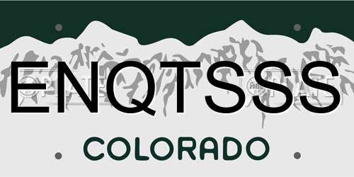 ENQTSSS Colorado License Plate