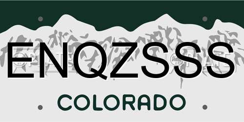 ENQZSSS Colorado License Plate