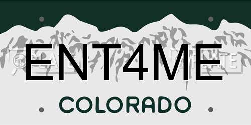ENT4ME Colorado License Plate