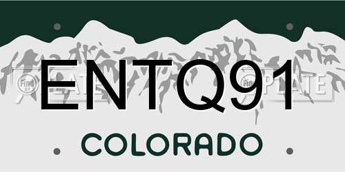 ENTQ91 Colorado License Plate