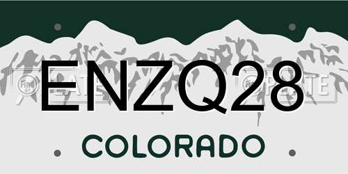 ENZQ28 Colorado License Plate