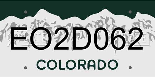 EO2D062 Colorado License Plate