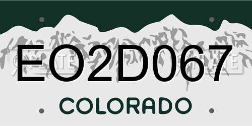 EO2D067 Colorado License Plate