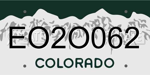 EO2O062 Colorado License Plate