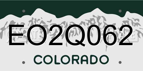 EO2Q062 Colorado License Plate