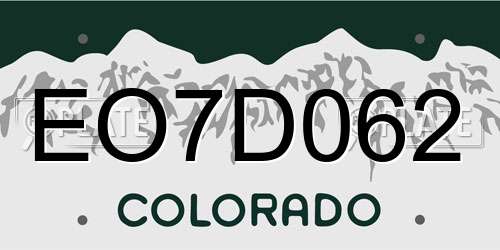 EO7D062 Colorado License Plate