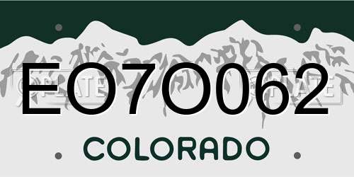 EO7O062 Colorado License Plate