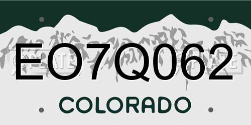 EO7Q062 Colorado License Plate