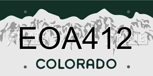 EOA412 Colorado License Plate