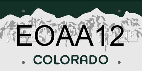 EOAA12 Colorado License Plate