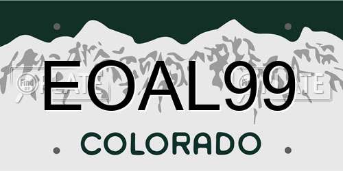 EOAL99 Colorado License Plate