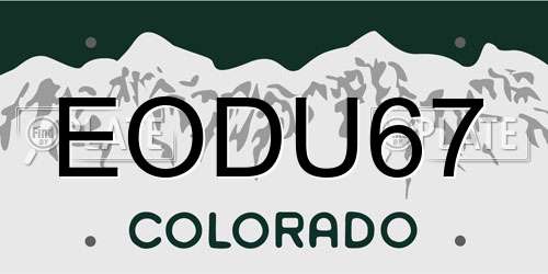 EODU67 Colorado License Plate
