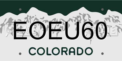 EOEU60 Colorado License Plate