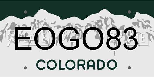EOGO83 Colorado License Plate