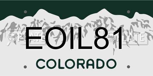 EOIL81 Colorado License Plate