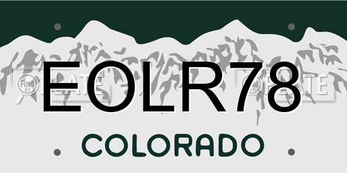 EOLR78 Colorado License Plate