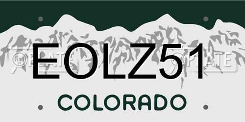 EOLZ51 Colorado License Plate