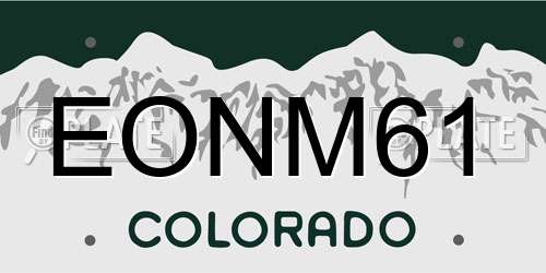 EONM61 Colorado License Plate