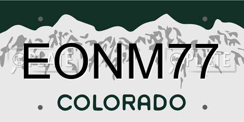 EONM77 Colorado License Plate