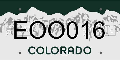 EOO016 Colorado License Plate