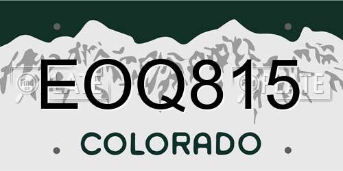 EOQ815 Colorado License Plate